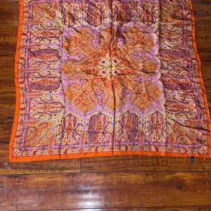 Luxurious Silk Scarf, Paisley & Floral Print, Vibrant Colors Large